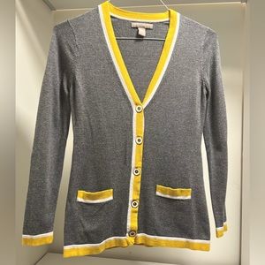 Banana Republic Gray and Yellow Cardigan with Pockets - XS